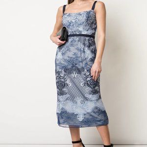 Marchesa Notte 3D floral-embroidered cocktail dress